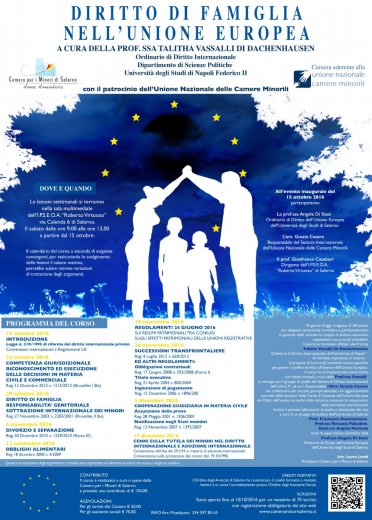 Corso di diritto di Famiglia nell\'Unione Europea - Corso di diritto di famiglia nell\'Unione Europea
